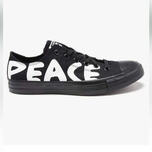 Converse Black Sneakers with White 'PEACE' Design